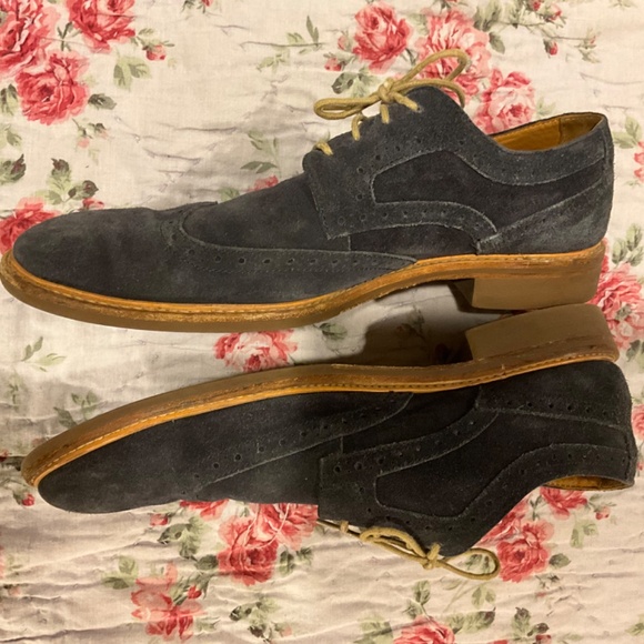 Gordon Rush Blue Suede Oxford Wing Tip Shoe Dylan 104967 Size 12 Handcrafted main image 5